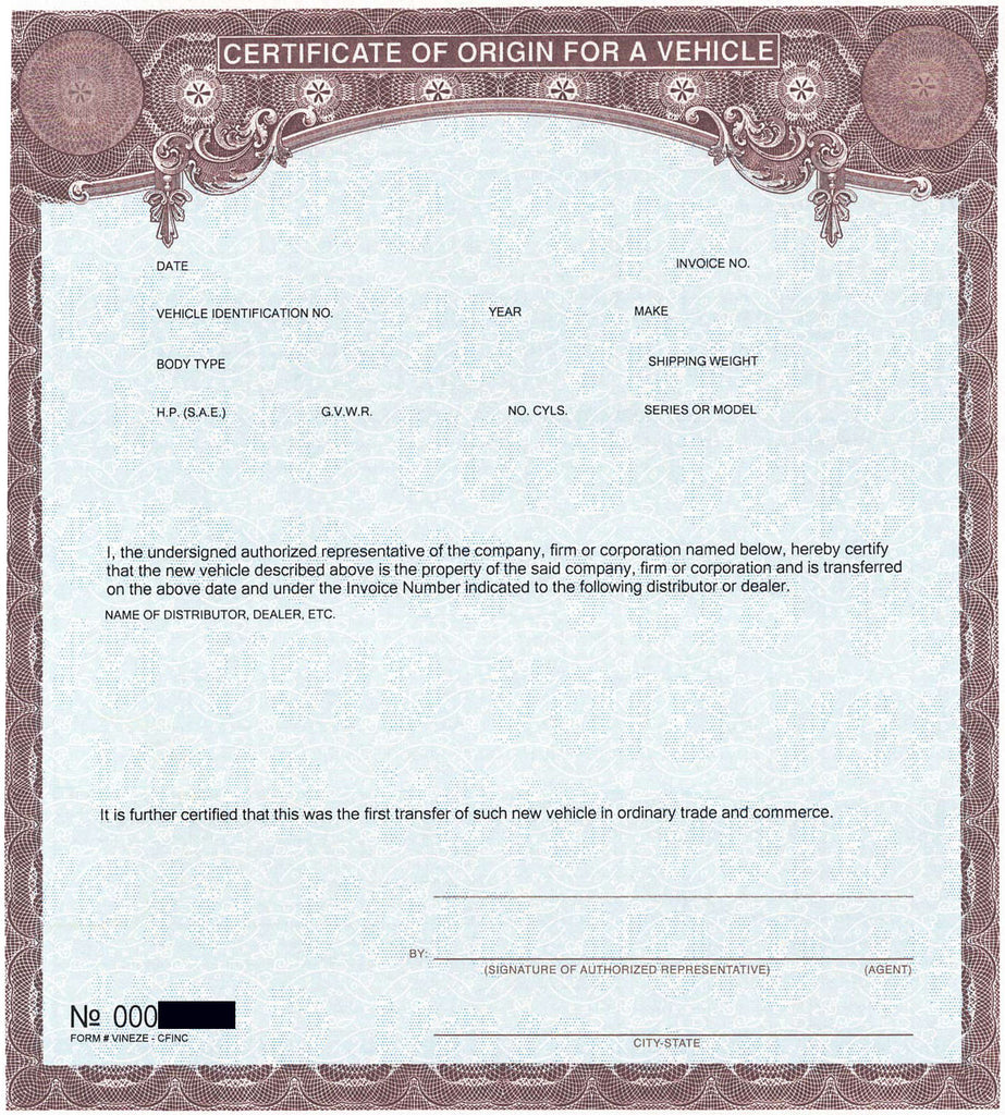 Reemplazo MSO (Declaración de origen del fabricante)