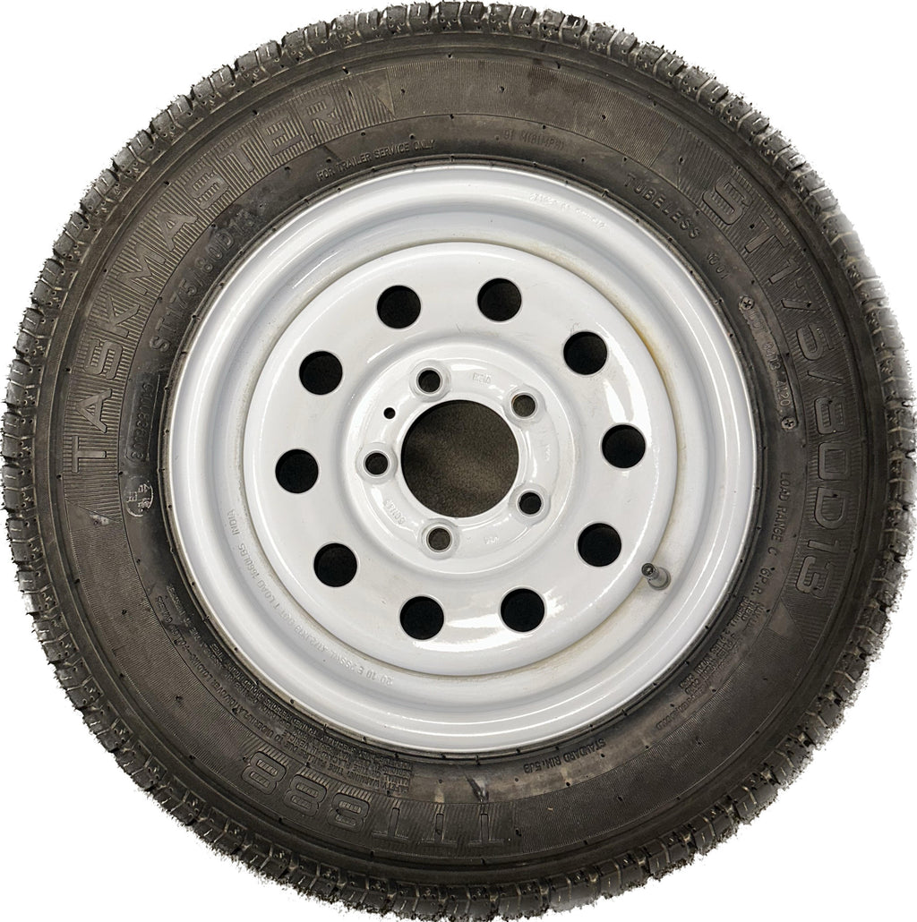 13" White Tire & Wheel ST175/80D13 C Load Range
