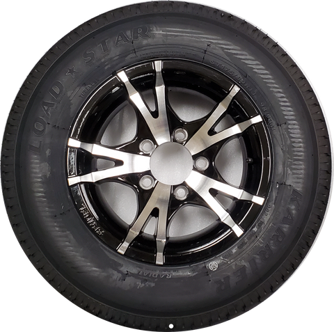 13″ Black Machined V-Spoke Aluminum Tire & Wheel ST175/80R13 D Load Range
