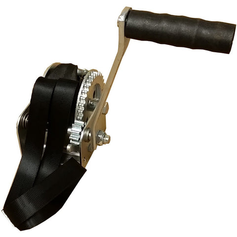 900 lb Capacity Crank Winch with Strap and Hook DL 900